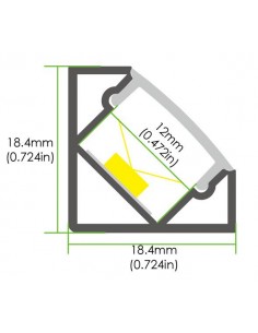 2m Corner LED profile extrusion with milky cover