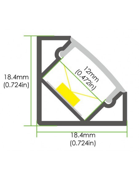 Eckprofil bzw. Winkelprofil 1m inkl. Abdeckung