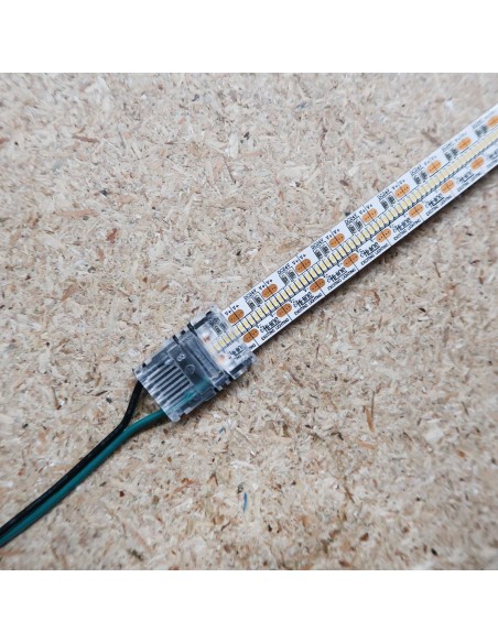 Strip to wire connector for high density 12mm IP00 single colour LED strips