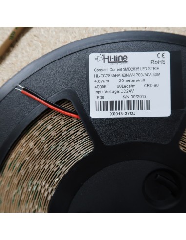 30m roll White 4000K cri 90 LED Strip 24V 4.8w/m 115 lm/watt IP00