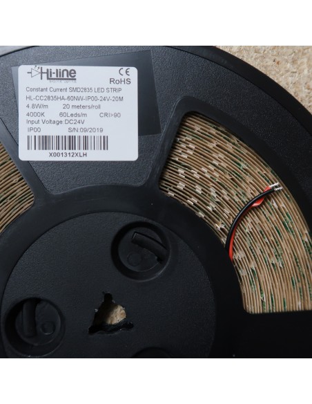 20m roll White 4000K cri 90 LED Strip 24V 4.8w/m 115 lm/watt IP00
