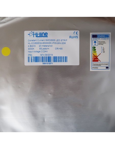20m rolle warmweißer 3000K cri 90 LED-Streifen 24V 4,8 w/m 115 lm/w IP00