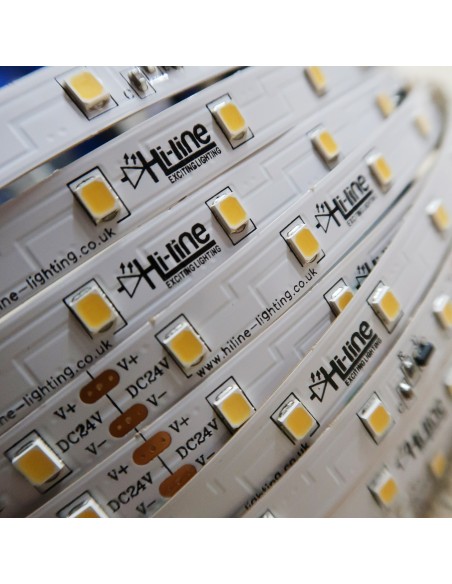 30m roll pure white 5000K cri 90 LED Strip 24V 4.8w/m 115 lm/watt IP00
