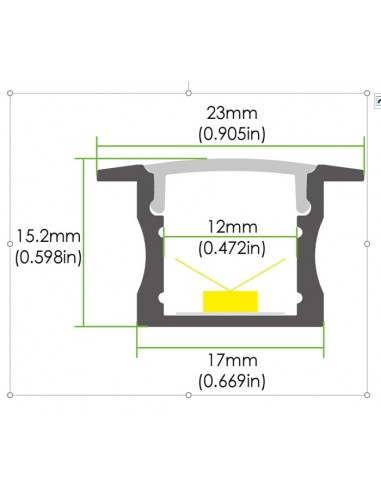 Recessed LED profile extrusion 25 x 15mm