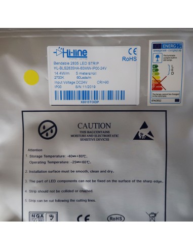 Bendable Warm White LED Strip CRI 90 plus 24V 14.4W/m IP00 5m roll