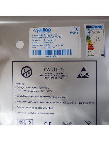 Bendable Cool White LED Strip CRI 90 plus 24V 14.4W/m IP00 5m roll