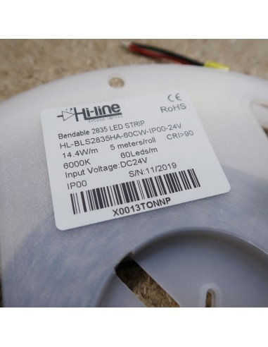Bendable Cool White LED Strip CRI 90 plus 24V 14.4W/m IP00 5m roll