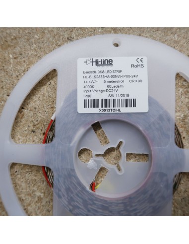 Bendable Natural White LED Strip CRI 90 plus 24V 14.4W/m IP00 5m roll