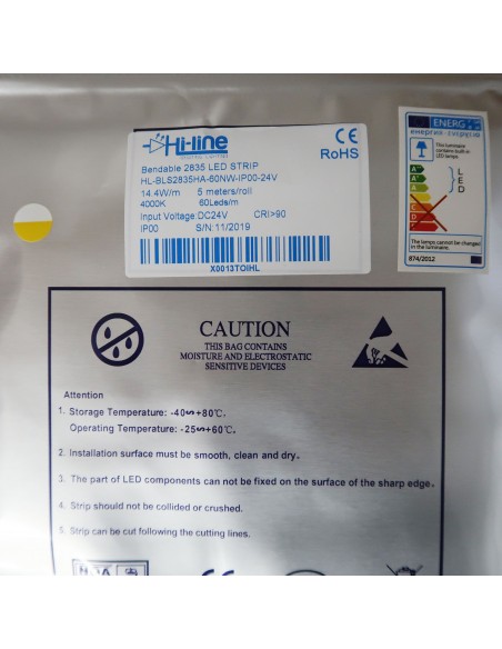 Bendable Natural White LED Strip CRI 90 plus 24V 14.4W/m IP00 5m roll