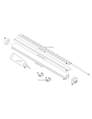 IP67 surface mount LED profile extrusion with milky cover 2m length (17x17mm)
