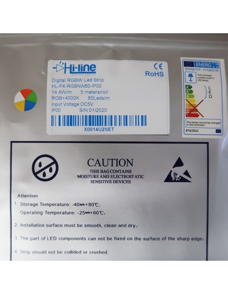 RGBW LED-Streifen (RGB+NW) 24V-14,4W/m- IP00-CRI80-SMD5050