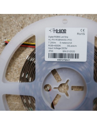 Individuell adressierbarer Pixel-LED-Streifen RGBW 5V 7.2W / m IP00 5m Rolle