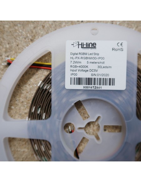  Individuell adressierbarer Pixel-LED-Streifen RGBW 5V 7.2W / m IP00 5m Rolle