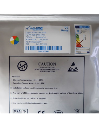 Individuell adressierbarer Pixel-LED-Streifen RGBW 5V 7.2W / m IP00 5m Rolle