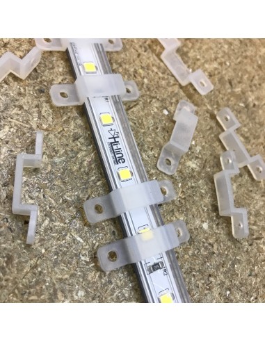 LED Strip silicon fixing clip double screw for 10mm IP67/68 LED Strips (lot of 10 clips)
