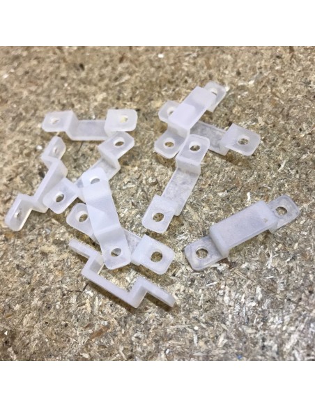 LED Strip silicon fixing clip double screw for 10mm IP67/68 LED Strips (lot of 10 clips)