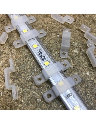 LED Strip silicon fixing clip double screw for 12mm IP67/68 LED Strips (lot of 10 clips)