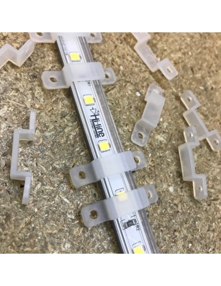 LED Strip silicon fixing clip double screw for 12mm IP67/68 LED Strips (lot of 10 clips)