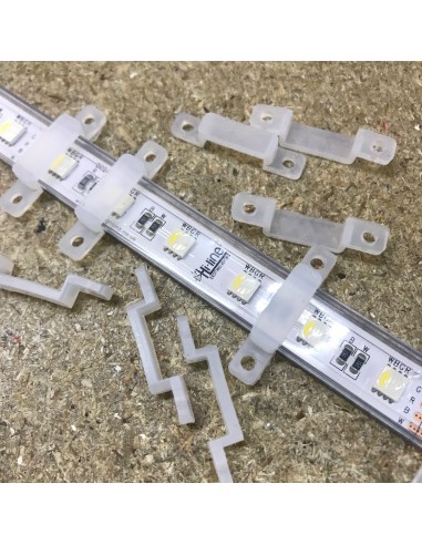 LED Strip silicon fixing clip double screw for 14mm IP67/68 LED Strips (lot of 10 clips)