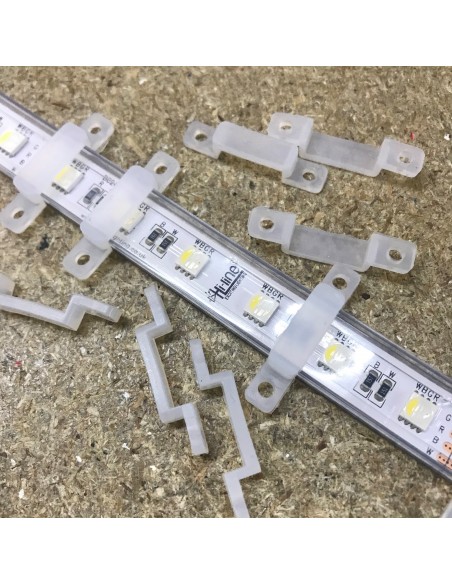 LED Strip silicon fixing clip double screw for 14mm IP67/68 LED Strips (lot of 10 clips)