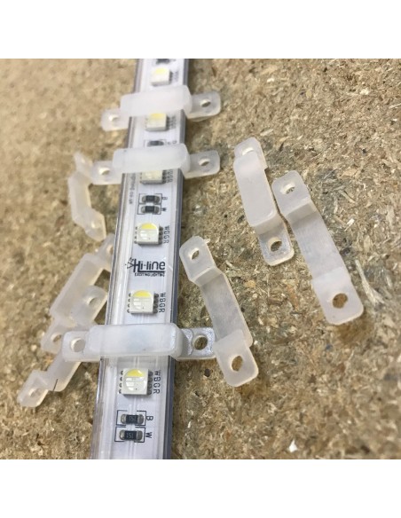 LED Strip silicon fixing clip double screw for 14mm IP67/68 LED Strips (lot of 10 clips)
