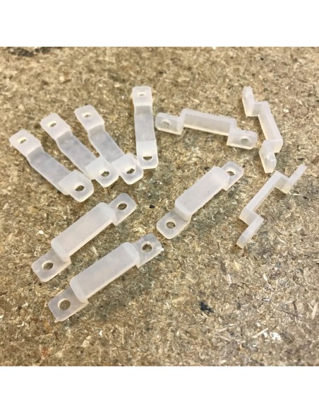LED Strip silicon fixing clip double screw for 14mm IP67/68 LED Strips (lot of 10 clips)