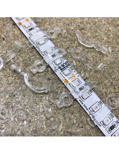 LED Strip Fixing Clip single screw for 8mm IP54/65 LED Strips (lot of 10 clips)