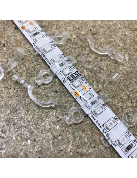 LED Strip Fixing Clip single screw for 8mm IP54/65 LED Strips (lot of 10 clips)