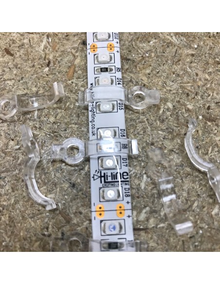 LED Strip Fixing Clip single screw for 10mm IP54/65 LED Strips (lot of 10 clips)