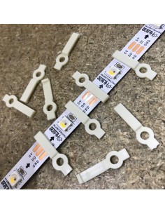 LED Strip Fixing Clip single screw for 8mm IP00/20 LED Strips (lot of 10 clips)