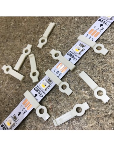LED Strip Fixing Clip single screw for 10mm IP00/20 LED Strips (lot of 10 clips)