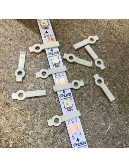 LED Strip Fixing Clip single screw for 10mm IP00/20 LED Strips (lot of 10 clips)