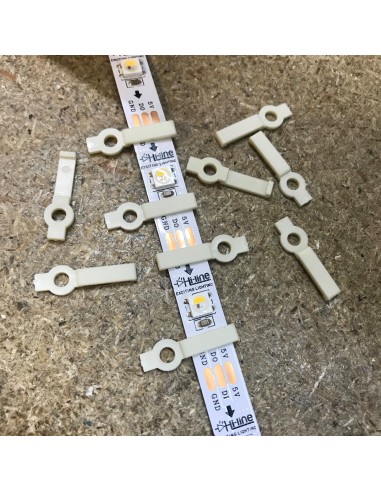 LED Strip Fixing Clip single screw for 12mm IP00/20 LED Strips (lot of 10 clips)