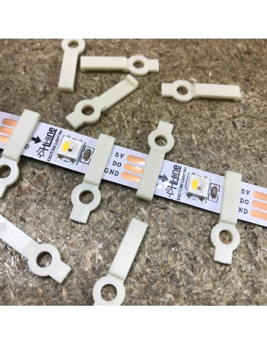 LED Strip Fixing Clip single screw for 12mm IP00/20 LED Strips (lot of 10 clips)