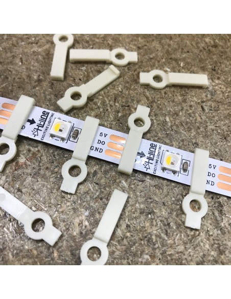 LED Strip Fixing Clip single screw for 12mm IP00/20 LED Strips (lot of 10 clips)