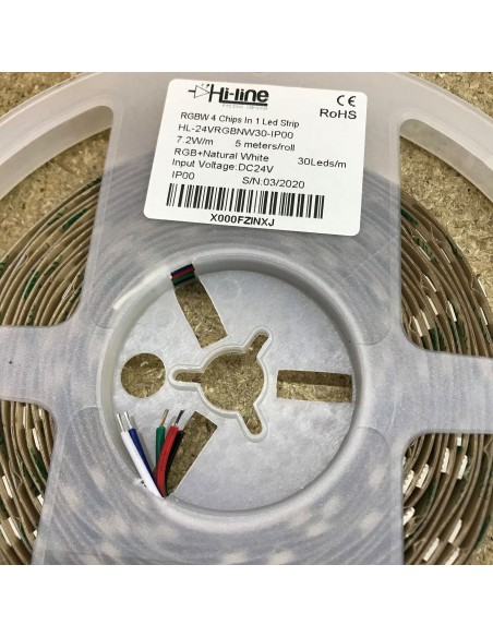 RGBW LED-Streifen (RGB+WW) 24V-7,2W/m- IP00-CRI80-SMD5050