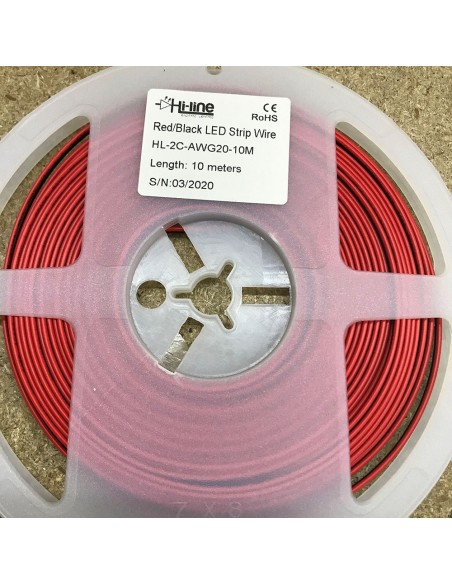 AWG 20 - 2 cores Red/Black LED strip wire 10m roll