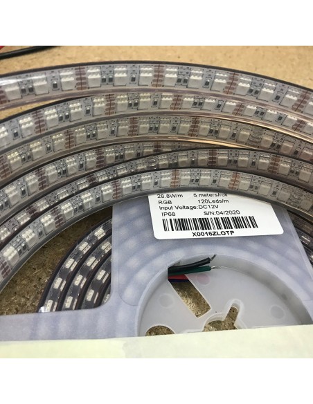 12V IP68 RGB LED-Streifen 120 LEDs/m - 28.8W/m - 5m roll