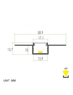 Trimless Plaster-in PMMA LED Aluminium Profile 2 meters