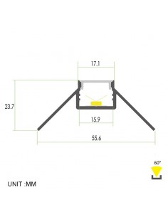 Plaster-in Aluminium LED Profile 2 meters for external corner