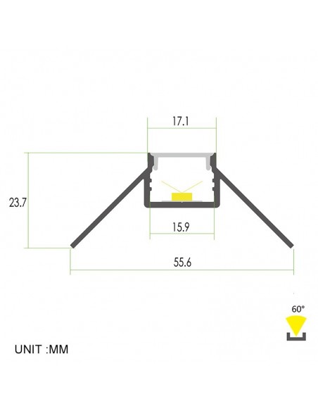Plaster-in Aluminium LED Profile 2 meters for external corner