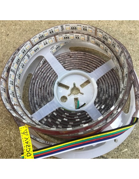 IP54/65 - RGB + Tunable white LED strip 24 w/m - 5 in 1 LED chip