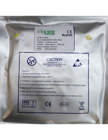 COB LED Strip 2700K CRI+90 - 528 LEDs/m - 5m roll IP20