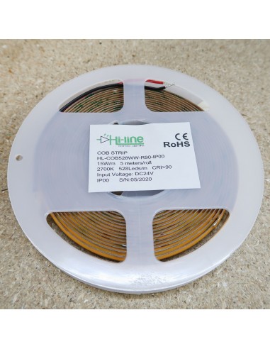 COB LED Strip 2700K CRI+90 - 528 LEDs/m - 5m roll