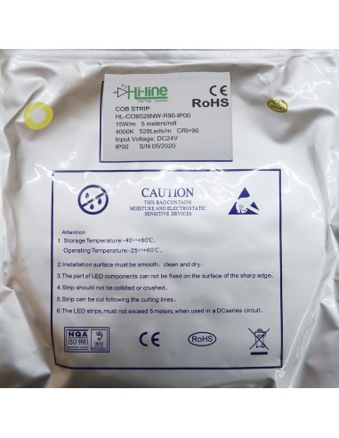 COB LED Strip 4000K CRI+90 - 528 LEDs/m - 5m roll