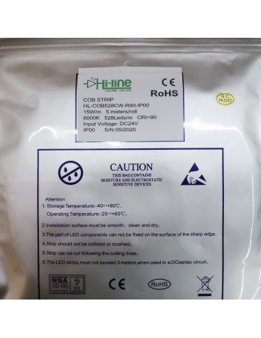 COB LED Strip 6000K CRI+90 - 528 LEDs/m - 5m roll