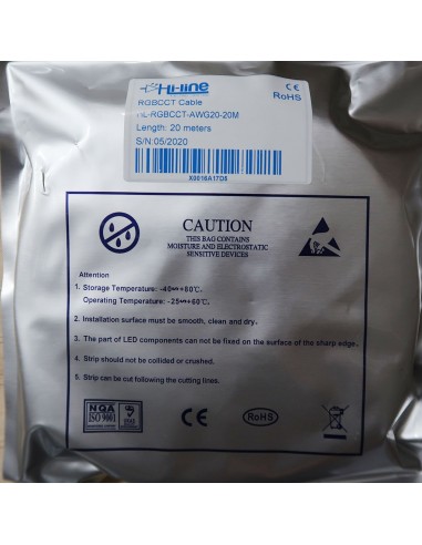Flache 6-adrige RGB + abstimmbare weiße LED-Kabel mit 20 m Farbbandrolle