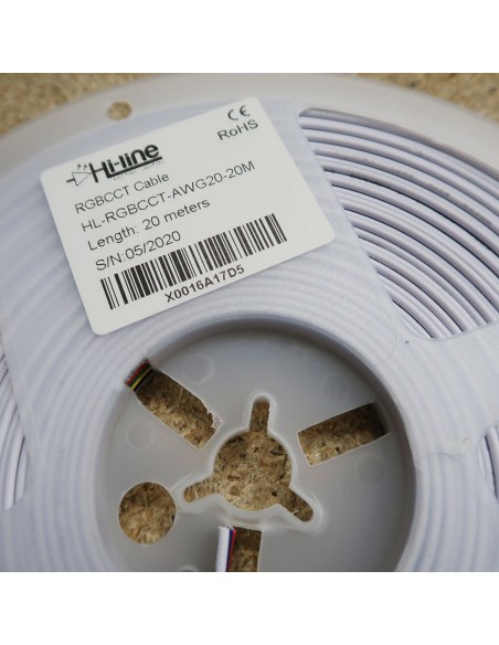 Flat 6 cores RGB+Tunable White LED cable 20 meters ribbon roll