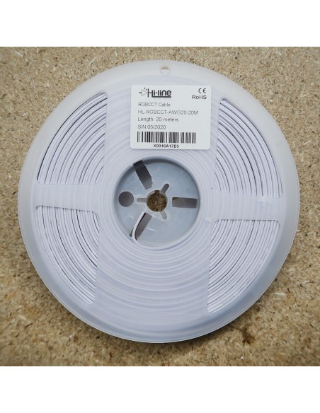 Flat 6 cores RGB+Tunable White LED cable 20 meters ribbon roll