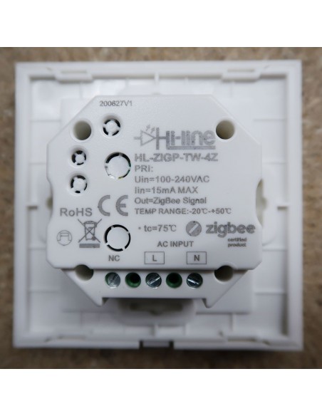 ZigBee tunable white 4 zone touch panel (wall mount)
